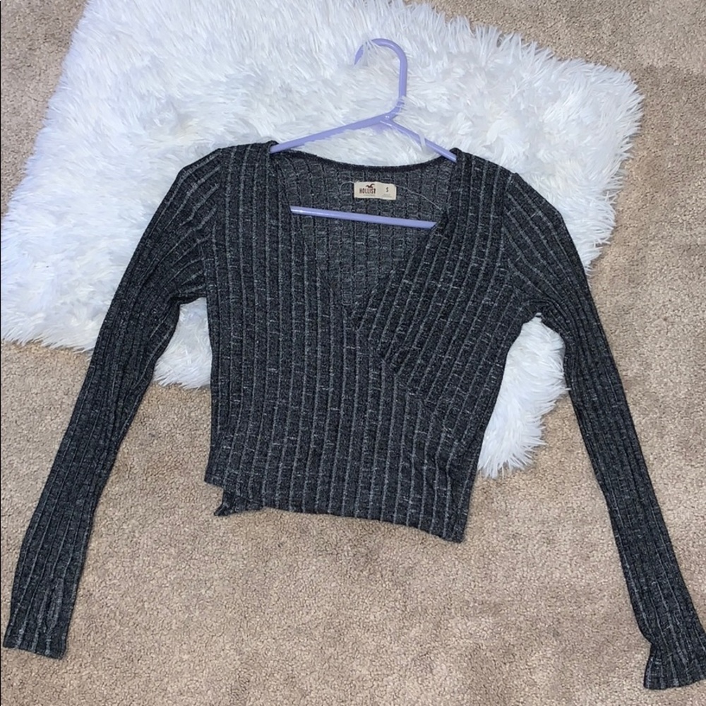 Grey deep v neck top